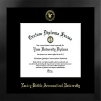Embry-Riddle Eagles 11W 8.5h Manhattan Black Single Mat Gold Relbosed Diploma Frame With Bonus Campus Campus Images Литограф