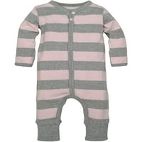 Burt's Bees Baby Organic Baby Girl Rugby Stripe Jumpsuit