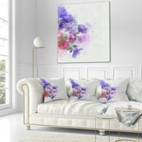 Дизайнарт малки лилави цветя ръчно рисувани-цветя хвърлят възглавница-18х18