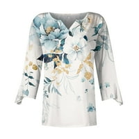 Шомпорт рини за ръкави за женски туники върхове, които да се носят с гамаши, флорални ризи тройници небрежни разхлабени блуза