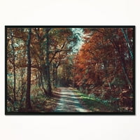 DesignArt „Пътят през червена есенна гора“ Пейзаж Фото рамкира платно