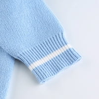 Дамски пуловери пуловери мода женски солидна пачуърк V-образно деколте с дълги ръкави на разхлабени тениски блуза върхове