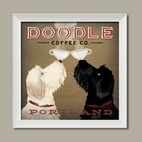 Double Doodle Coffee Company Portland от Ryan Fowler; Един бял в рамка печат