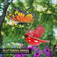 Exhart 4 Windywings Plant Stake Assortment в колибри, пеперуда, водно, песни птица ,, пластмаса, многоцветна