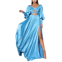 Кипик готическа рокля на едро за жени с V-образно деколте и елегантни рокли с дълъг ръкав с дълъг ръкав