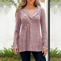 Pejock плюс размер върхове жени небрежен дълъг ръкав henley v шия свободен годващ туника blouse върхове огромни плътни плетени кашмирски пуловер дъна риза върхове розово ро
