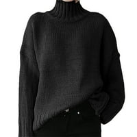 Дамски ежедневни пуловери с костенурка оребчета плетен дълъг ръкав твърд цвят пуловер копчиви туники върхове есен зими пуловери