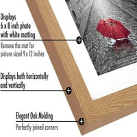 Американфлат рамка за картина с мат за 6х8, МДФ дърво и разбиващо стъкло, дъб