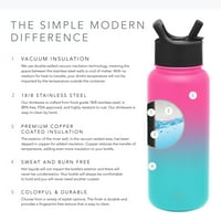 Проста модерна бутилка за вода с капак от слама-Подаръци за мъже и жени хидро вакуумно изолирана чаша с двойна стена литър-омбре