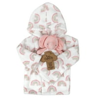 Baby Essentials с качулка халат с затваряне на вратовръзка и съвпадение на кукла за одеяло за новородени - месеци за баня и салон