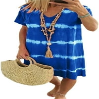 Небрежна рокля торбиста модерна готина плюс размер дамска рокля за плаж-средна светлина синьо