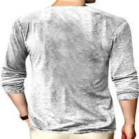 Тениски за мъжки блуза за блуза v вратни тениски с дълъг ръкав тениска ежедневни основни тийнейджърски върхове бяло l