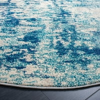 Madison Flowers Vintage Abstract Area Rug, Ivory Turquoise, 6'7 6'7 кръг