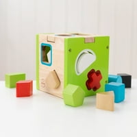 Kidkraft дървена форма сортиране на куб - предучилищни играчки и играчки за преподаване на малки деца, без монтажни играчки