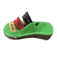 Lumento дами летни клинови сандали плажна платформа Сандал модна слайд обувки Небрежно приплъзване на пикант пръсти Слайдове Зелено