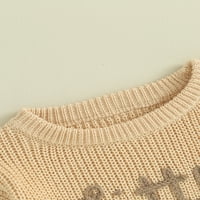 Liacowi бебе момиче коледни пуловери месеци бебешки дрехи сладък дълъг ръкав писмо бродерия плетат пуловер за бебета върхове