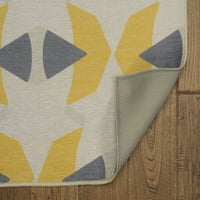 Линон Колекция от килими за измиване на открито, слонова кост и жълто, 7 '9'