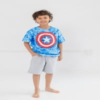 Тениска на Marvel Avengers Captain America Little Boys и French Terry Shorts Tolets Set Little Kid to Big Kid