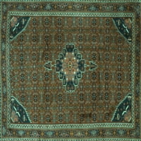 Ahgly Company Machine Pashable Indoor Square Persian Turquoise Blue Traditional Area Cugs, 5 'квадрат
