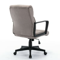 Офис стол с ръце, Аукфа 360° Въртящ се ергономичен работен стол за домашен офис-Светло кафяв