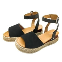 JSEZML Женска платформа Сандали Espadrille Wedge Ankle Stripded Open Toe Sandals Fashion Dressy Sandals
