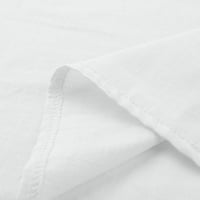 Yuwull жени лятна памучна линия върхове подрязани ръкави кръгла шия разхлабена риза блуза ежедневни основни свободни ризи бяло