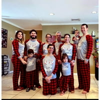 Семейно съвпадение на коледни пижами комплекти татко мама деца бебе елен печат семейство родител-дете, монтиран памук мек пижама