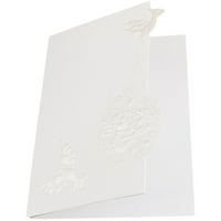 Комплект за сватбена покана от хартия, Голям, 3 4 бр., фланец с релефни гълъби, бели релефни Гълъбови картички със златни метални