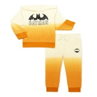 Батман бебе и малко дете момче руно суитшърт и джогинг панталон комплект, 2-парче, размери 12м-5т