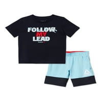 Реебок бебе и малко дете момче активна графична тениска и къс аутфит комплект, 2 части, размери 12м-5т