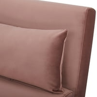 Дизайнерска група Велвет розов троен разтегателен диван с дървени крака,футон Конвертибе спален стол с възглавница,комплект от