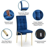 LiveDitor Modern Velvet тапициран стол за хранене със златен цвят крака тъмно синьо