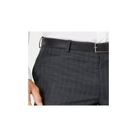 Lauren Mens Grey Stretch, Windowpane Plaid Classic Fit Stretch Pants Талия