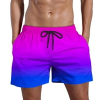 Мъжки плажни панталони Мъже непринудени модни градиентни къси панталони с джобове еластична талия плажни панталони