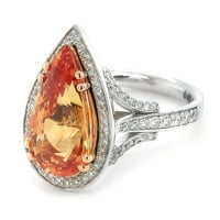 Dimaya Fine Jewelry 18K Бяло злато 5.89ct TGW Orange Sapphire and Diamond Ladies One-A-Dylind Ring