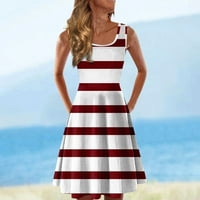 Tking Fashion Women's Summer ежедневна раирана рокля от рамото мини плажна рокля червено 2xl