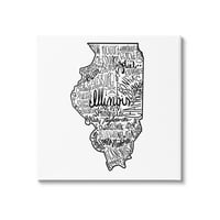 Ступел индустрии Илинойс САЩ държавна Типография карта форма графично изкуство Галерия увити платно печат стена изкуство, дизайн