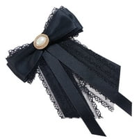 Имитация Pearl Bow Brooch Ribbon предварително вързана вратовръзка на врата Чик папий за жени