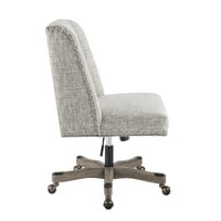 Linon Draper Тапициран въртящ се офис стол, регулируема височина на седалката, антична сива основа със сива и естествена тъкан