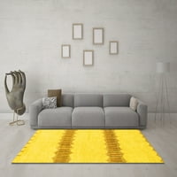 Ahgly Company Machine Pashable Indoor Round Твърдо жълти килими за модерна зона, 5 'кръг