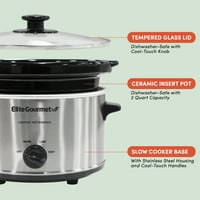 Elite Gourmet MST-275XR QT Овална бавна готварска печка, сребро