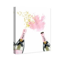 Винууд студио напитки и спиртни напитки Пано платно щампи 'френски наздравици' шампанско-розово, бяло
