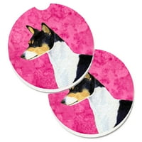 Carolines Treasures SS4790-PKCARC PINK BASENJI Комплект Cup Holder Car Coasters Големи, многоцветни