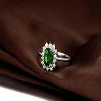 1. Карат Перфектен зелен изумруд 7x Изумруден изрязан Moissanite Diamond Halo годежен пръстен за жени в 10K бяло злато