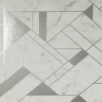 Предимство Гъливер Сребърен мрамор геометрични непечен винил тапет, 20.5-в от 33-фута, 56. кв. ФТ