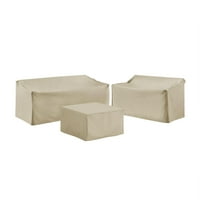 Комплект за покритие на Crosley секционно покритие - Loveseat, диван, квадратна маса Османски