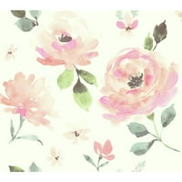 York Wall Coverings Watercolor Blooms Peach Romeable Wallpaper