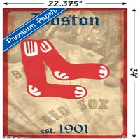 Бостън Ред со-ретро лого стена плакат с пуш щифтове, 22.375 34