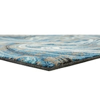 AllStar Rugs 5 '0 6' 11 Синя модерна абстрактна тематична тематична полипропиленова зона килим с дизайн на текстура с небесно