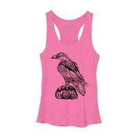 Tribal Raven Womens Pink Heather Graphic Racerback Tank Top - дизайн от хора m